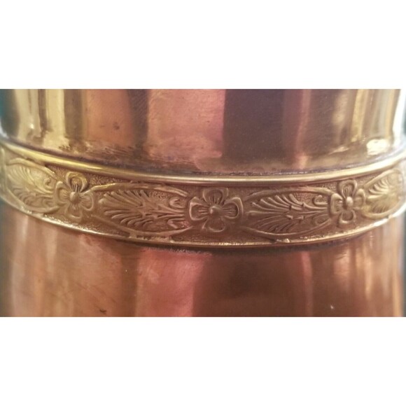 Vintage Copper & Brass Pitcher Aztec Mayan Calendar 9"x8.5"x4.25 - Picture 7 of 12